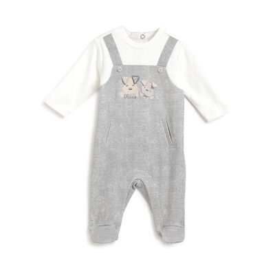 Boys Grey Embellished Leg Opening Babysuit